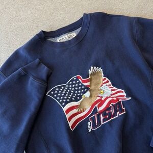 Steve And Barrys Unisex Navy Embroidered USA Sweater Size Medium